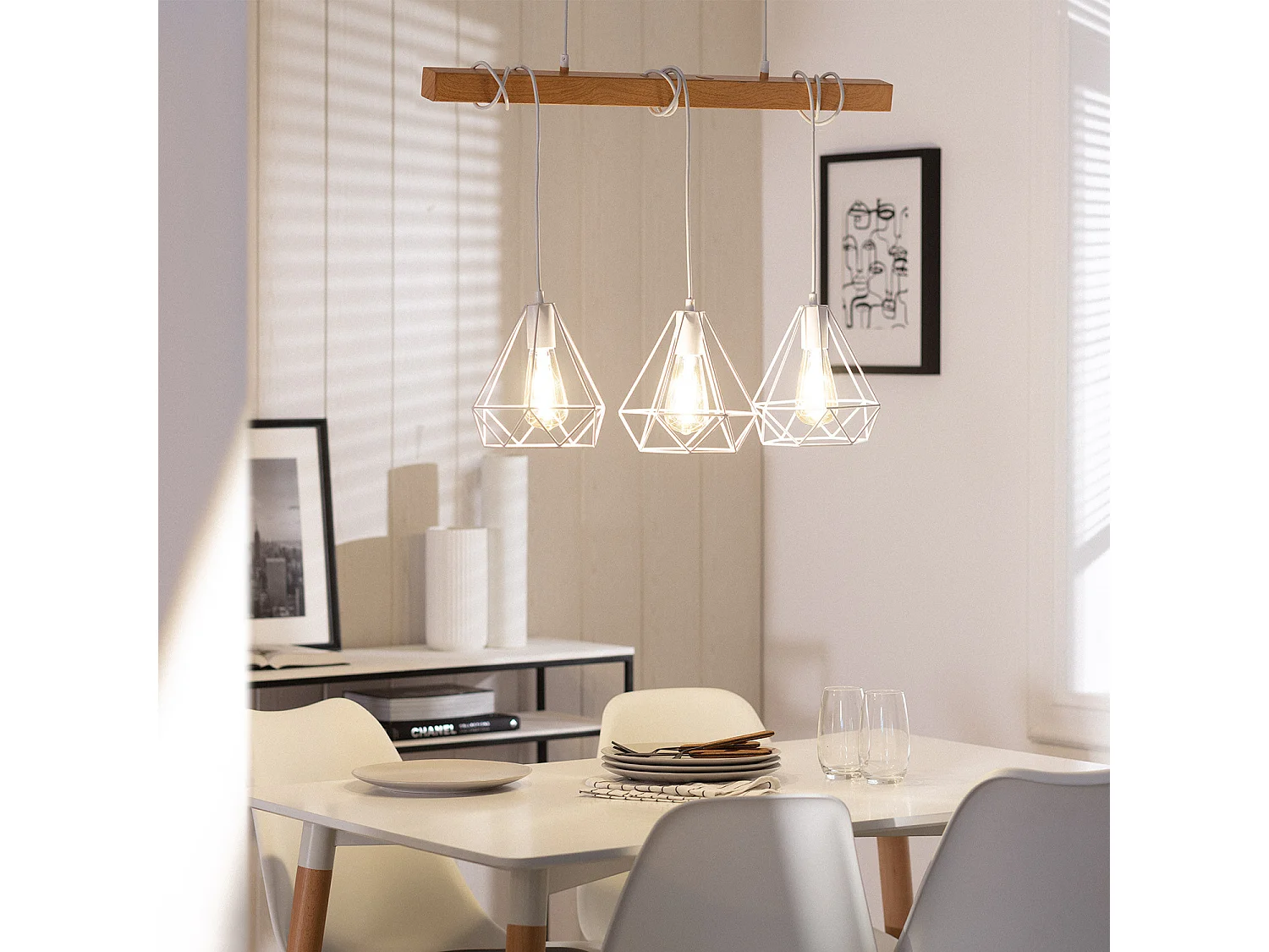 Suspension Métal Sardo 3 Spots Blanc