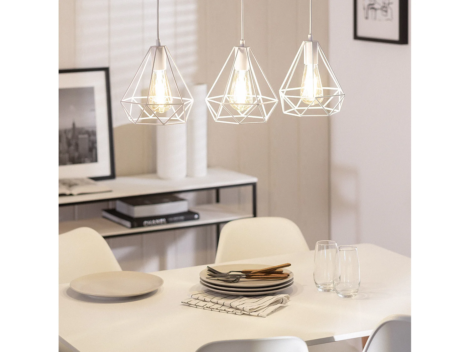 Suspension Métal Sardo 3 Spots Blanc