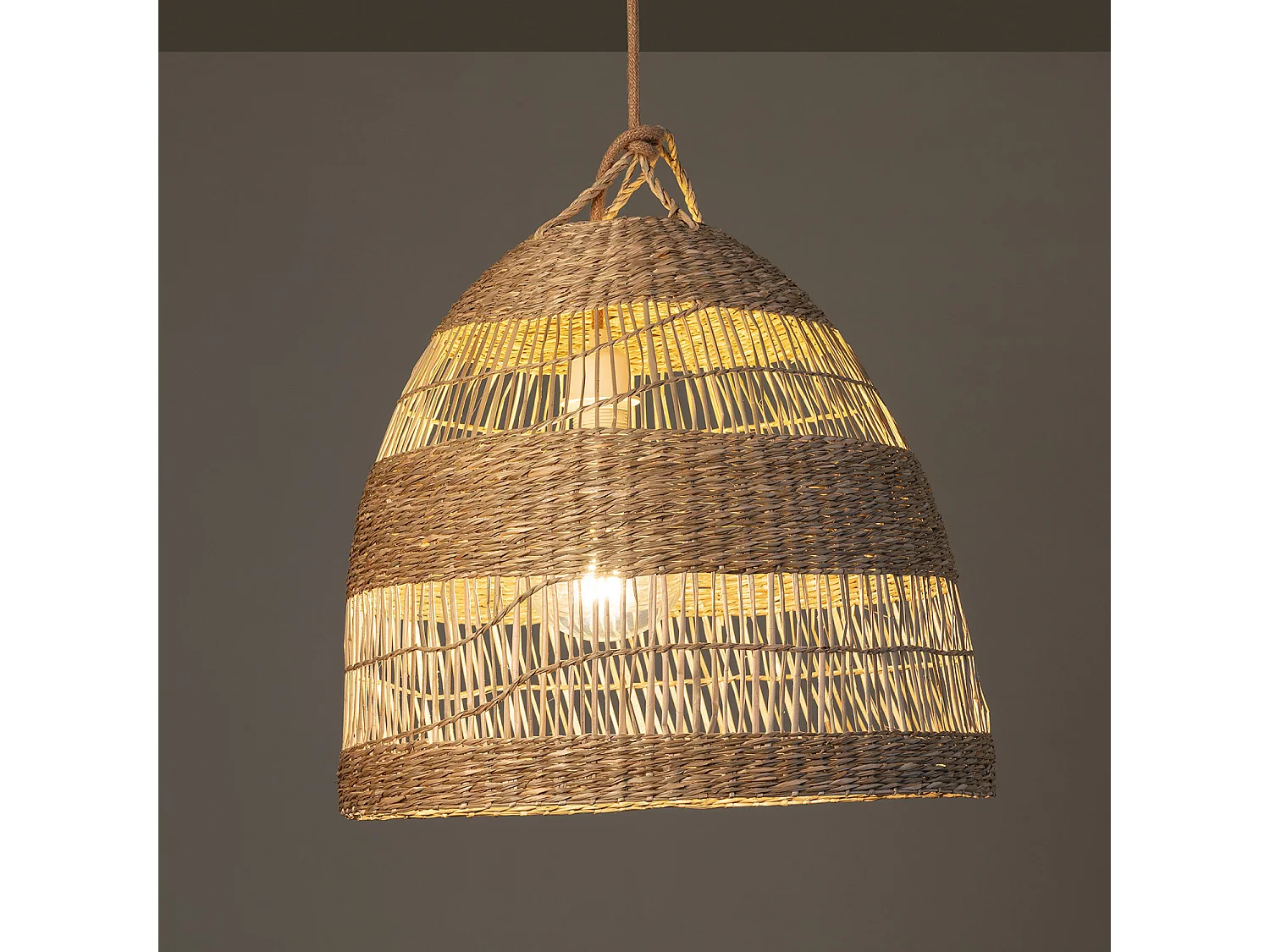 Lampada a Sospensione in Fibre Naturali Big Sami Ø450 mm ILUZZIA Tessuto Naturale