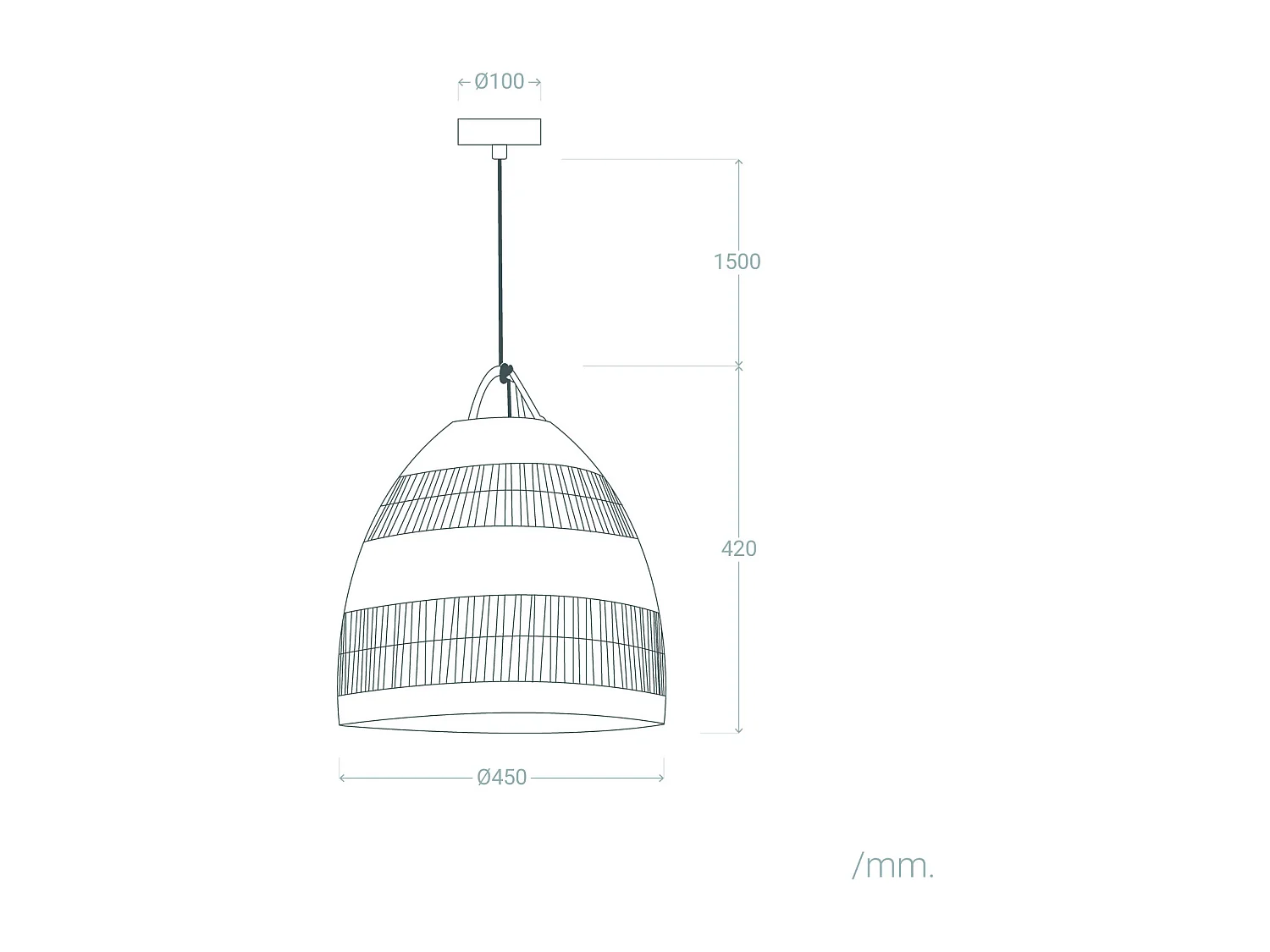 Lampada a Sospensione in Fibre Naturali Big Sami Ø450 mm ILUZZIA Tessuto Naturale