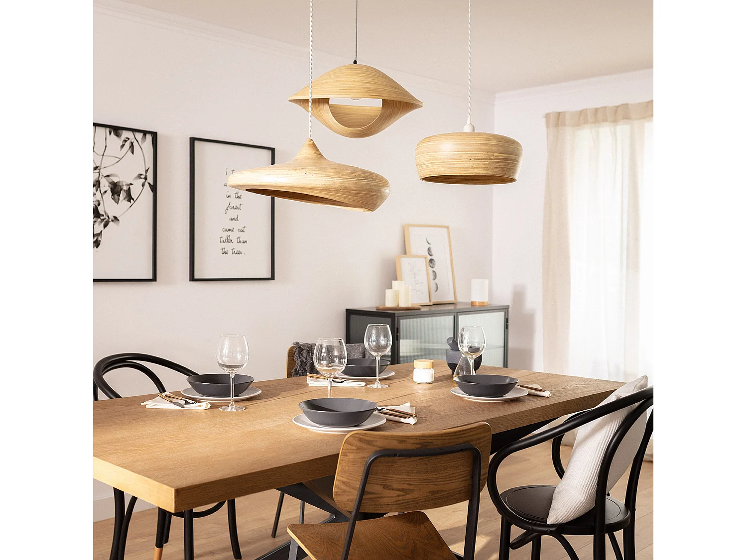 Lámpara Colgante Bambú Shuka Acacia Ø480 mm ILUZZIA