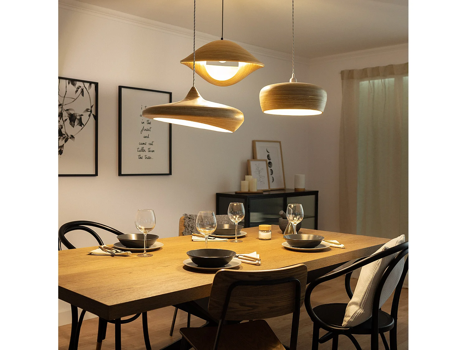 Lámpara Colgante Bambú Shuka Acacia Ø480 mm ILUZZIA