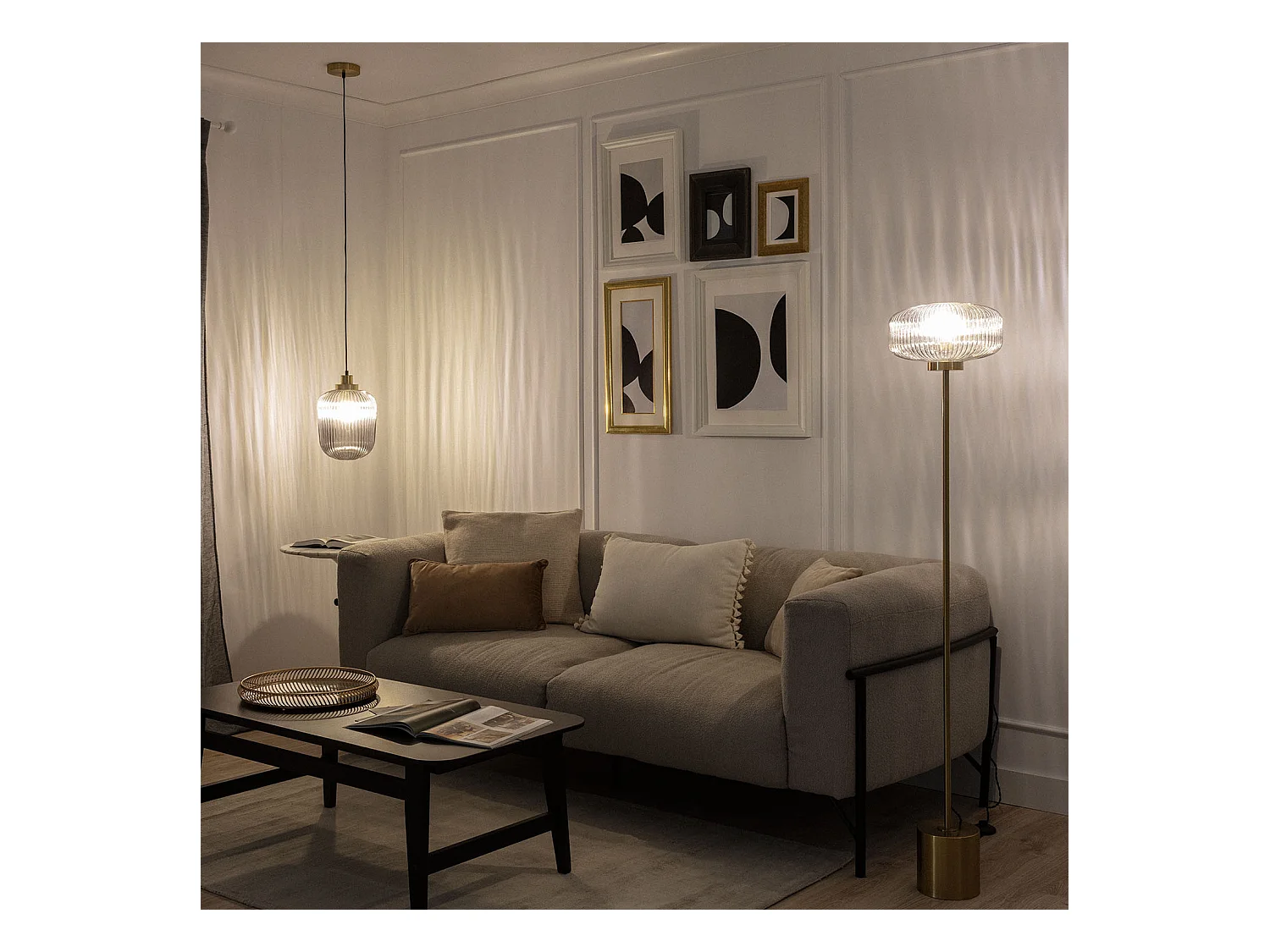 Lámpara Colgante Metal y Cristal Windsor Dorado