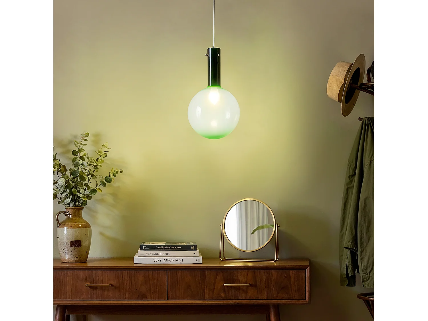 Lámpara Colgante Cristal Olivo Verde Oliva