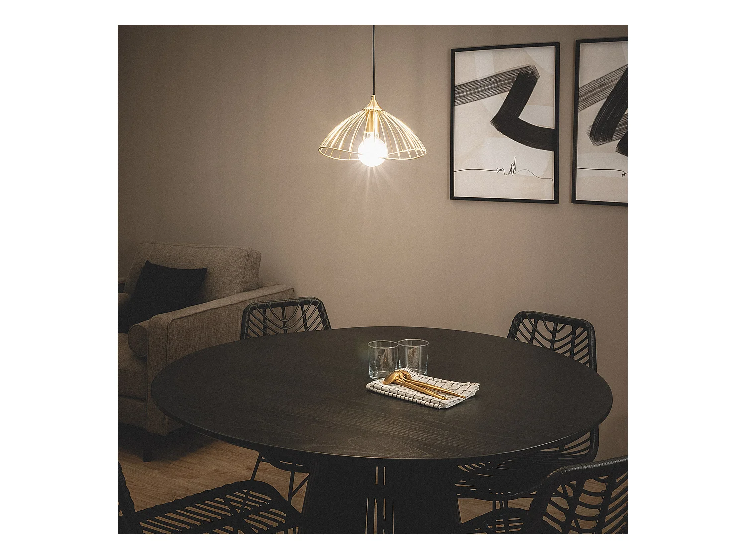 Lámpara Colgante Metal Kibanda Alfarb Dorado