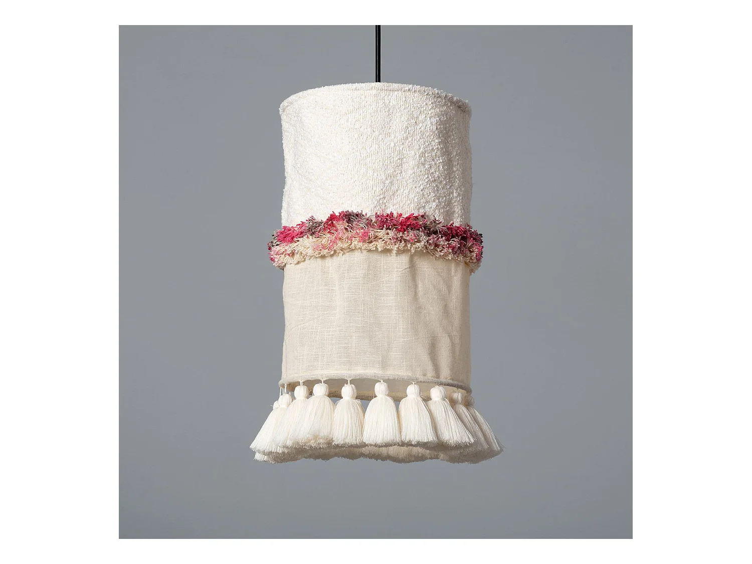 Lampada a Sospensione Metallo e Cotone Haida Bianco Rotto