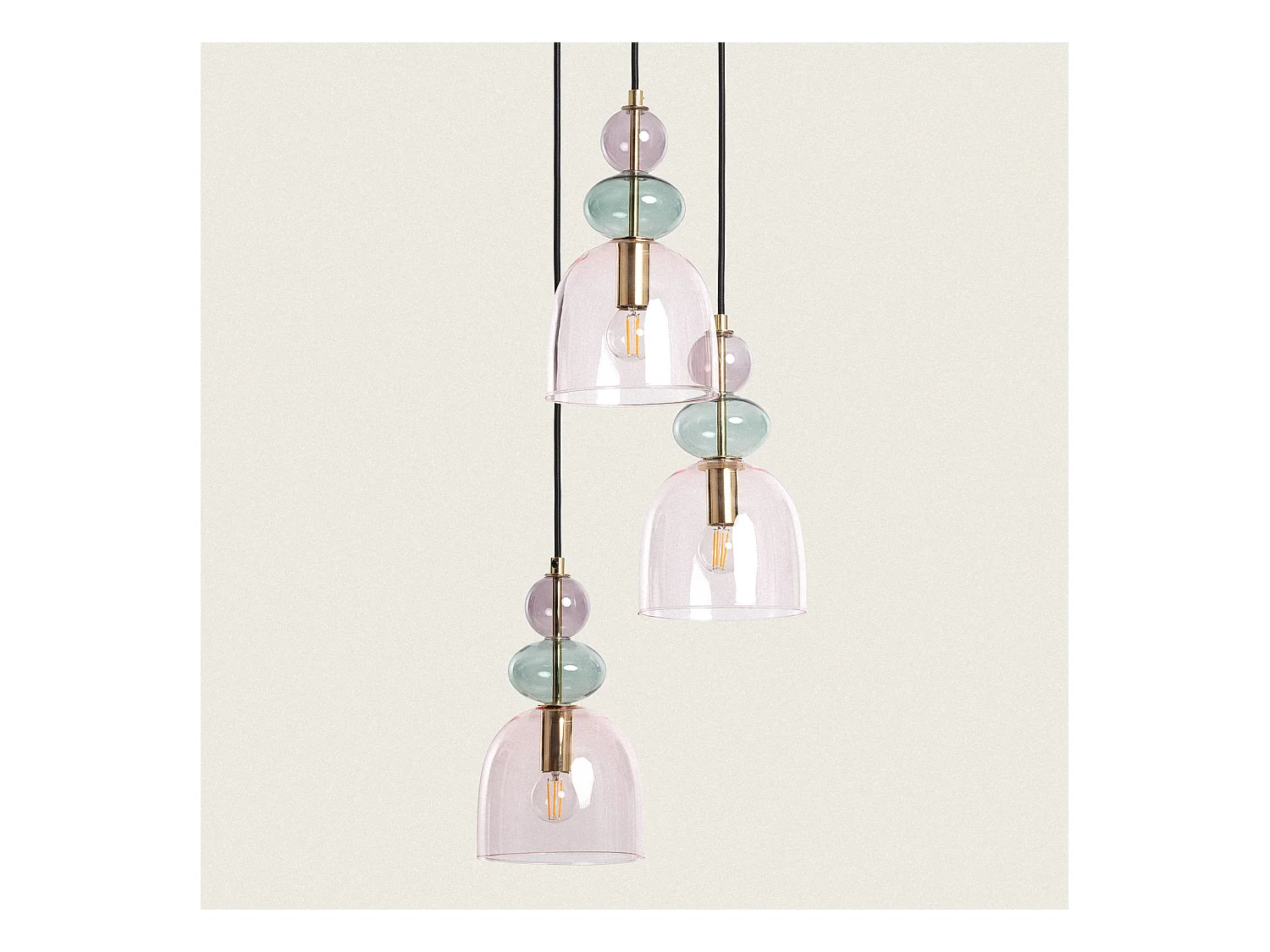 Suspension Métal et Verre Tri Baudelaire  Rose