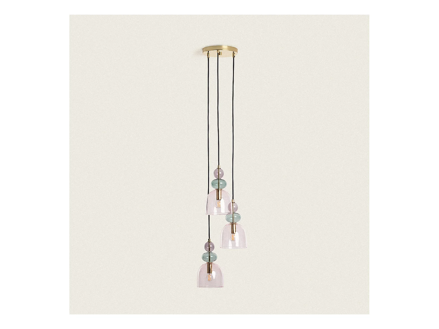 Suspension Métal et Verre Tri Baudelaire  Rose