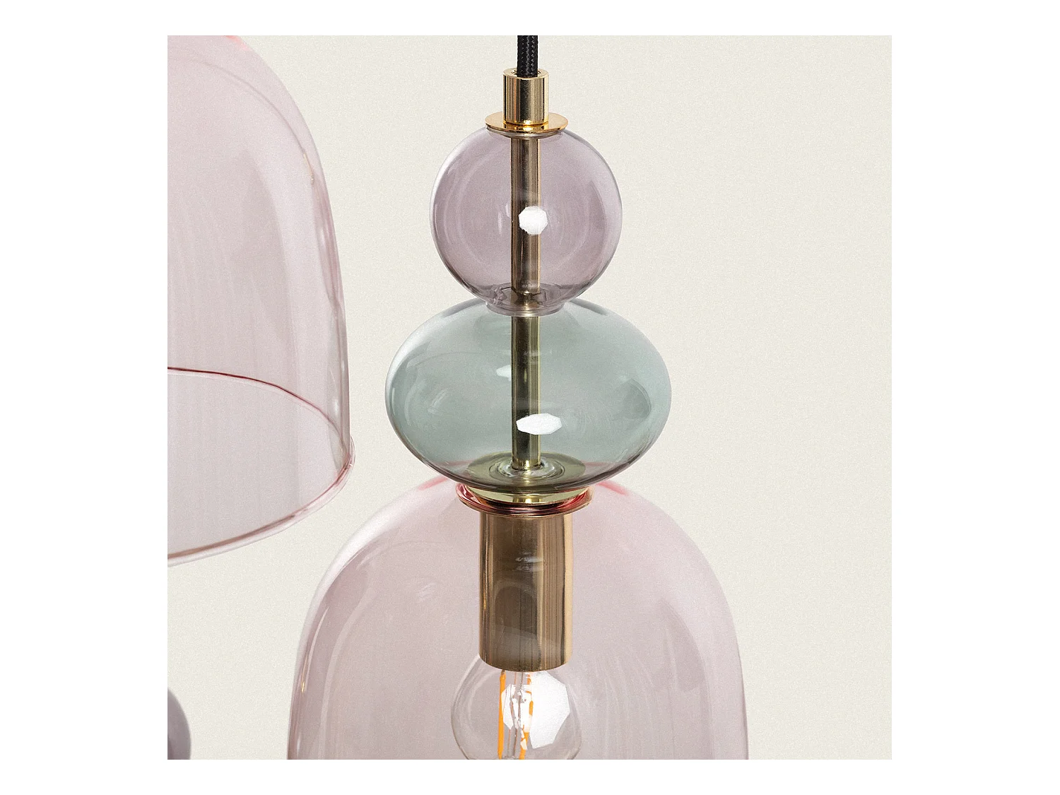 Suspension Métal et Verre Tri Baudelaire  Rose