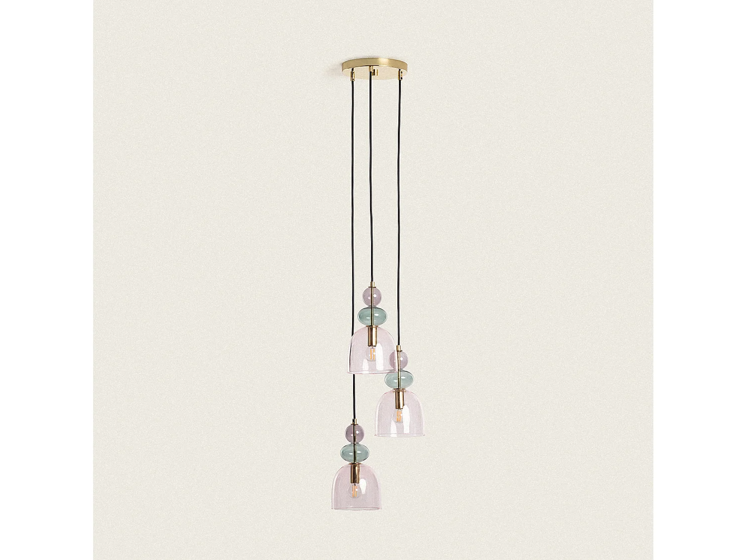 Suspension Métal et Verre Tri Baudelaire  Rose