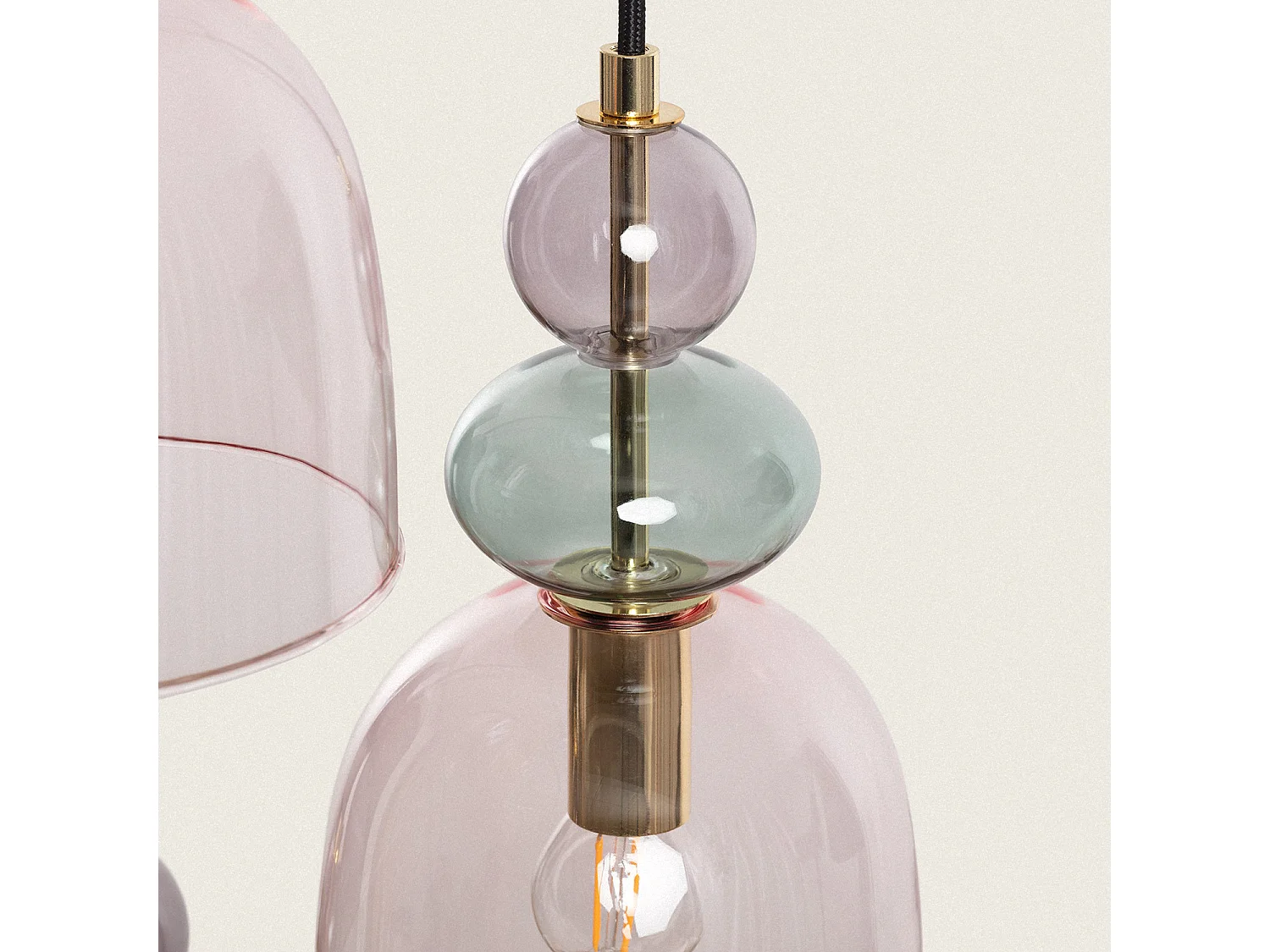 Suspension Métal et Verre Tri Baudelaire  Rose