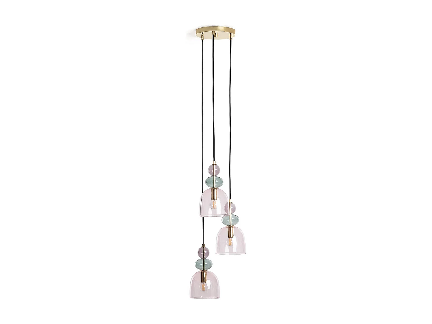 Suspension Métal et Verre Tri Baudelaire  Rose
