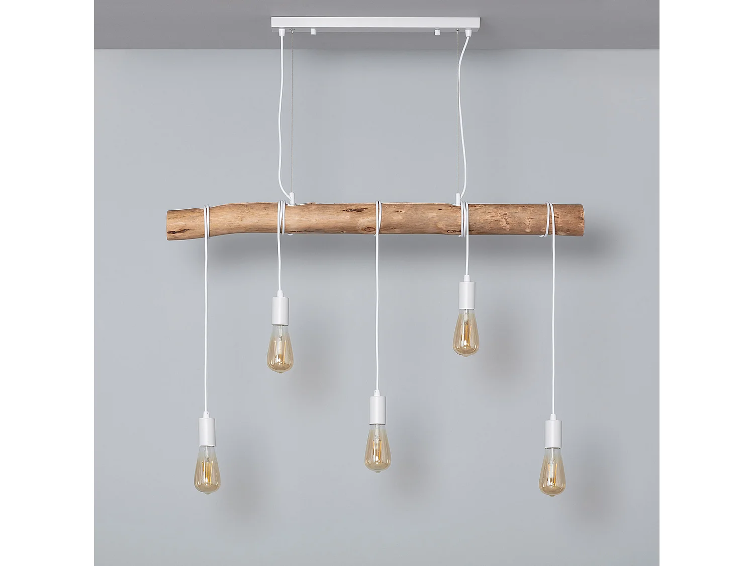 Suspension Métal et Bois Yagis Blanc