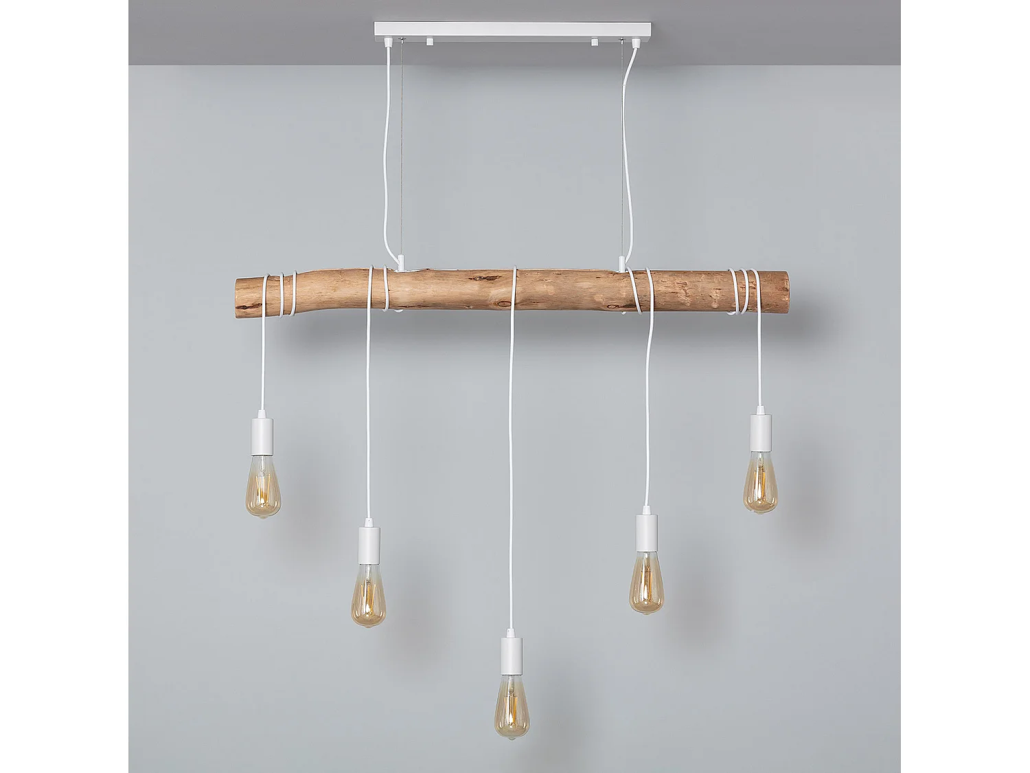 Suspension Métal et Bois Yagis Blanc