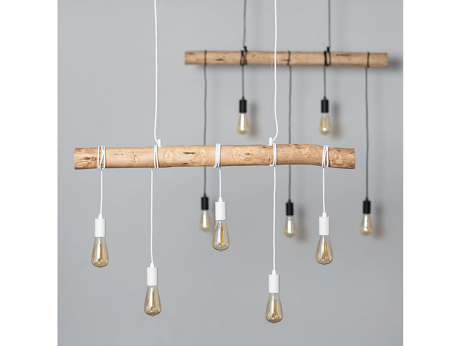 Suspension Métal et Bois Yagis Blanc