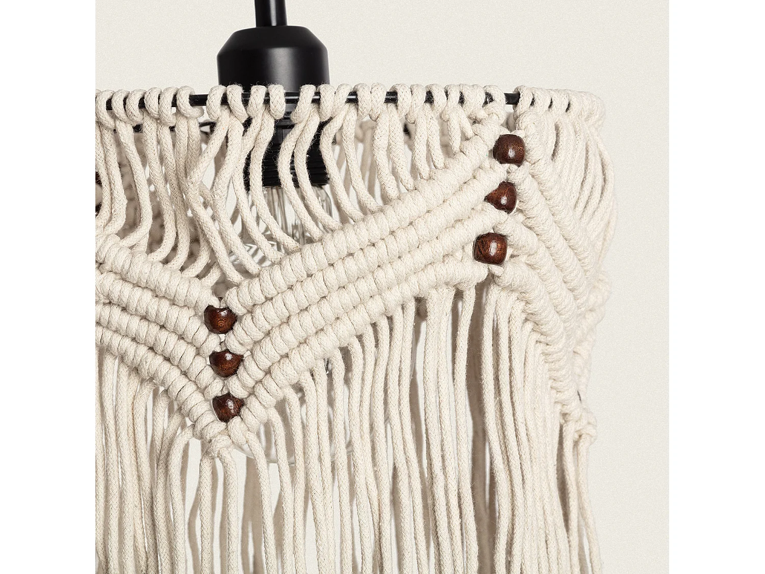 Suspension Métal et Coton Macramé Nanti  Blanc cassé