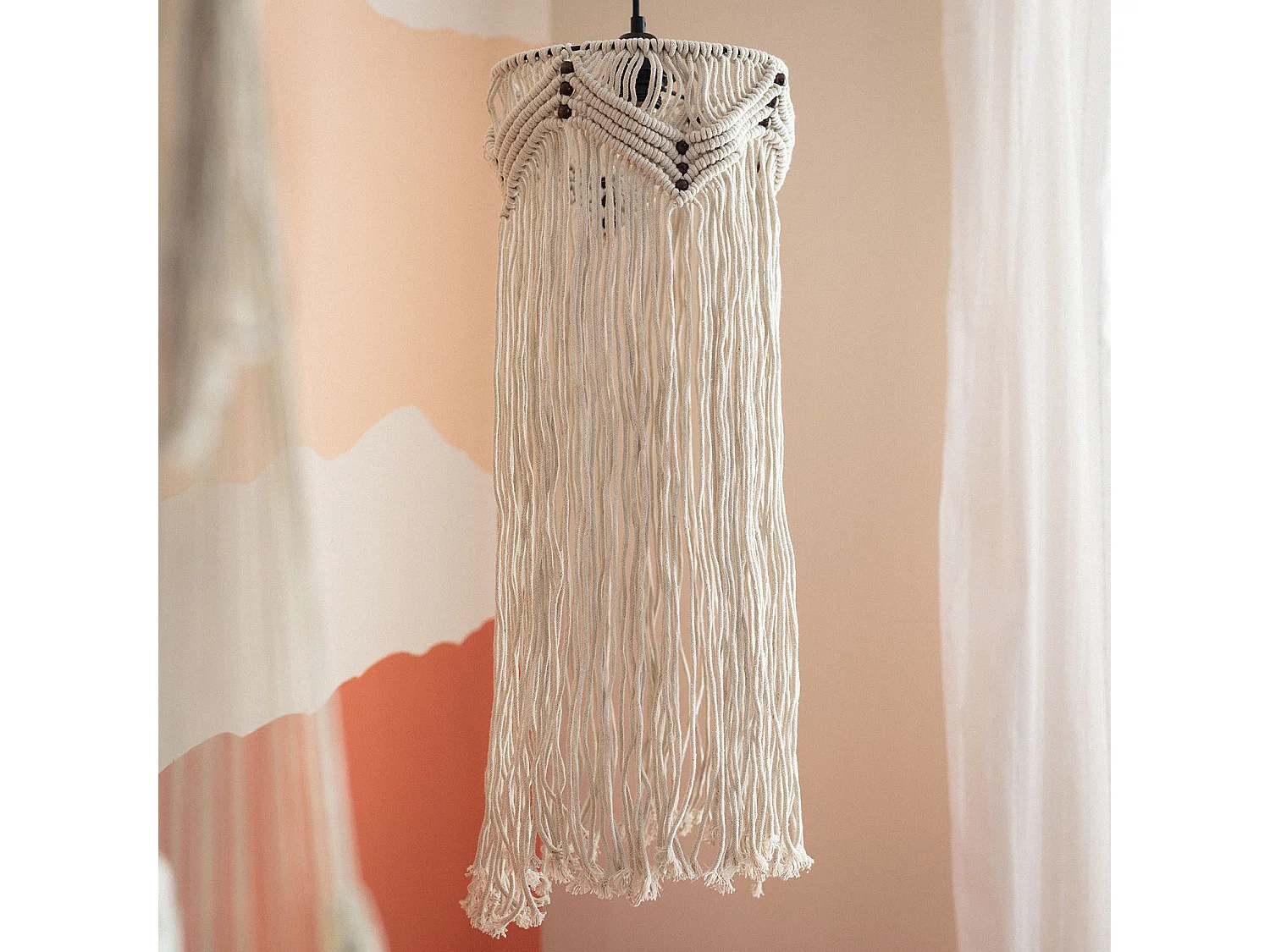 Lámpara Colgante Algodón Macramé Nanti Blanco Roto