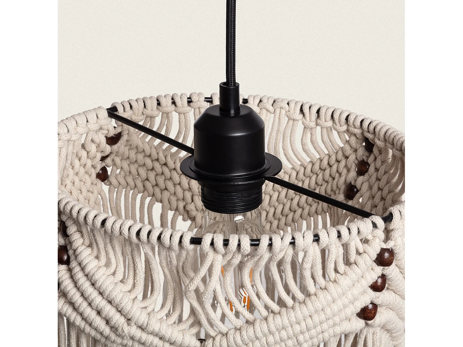 Lámpara Colgante Algodón Macramé Nanti Blanco Roto