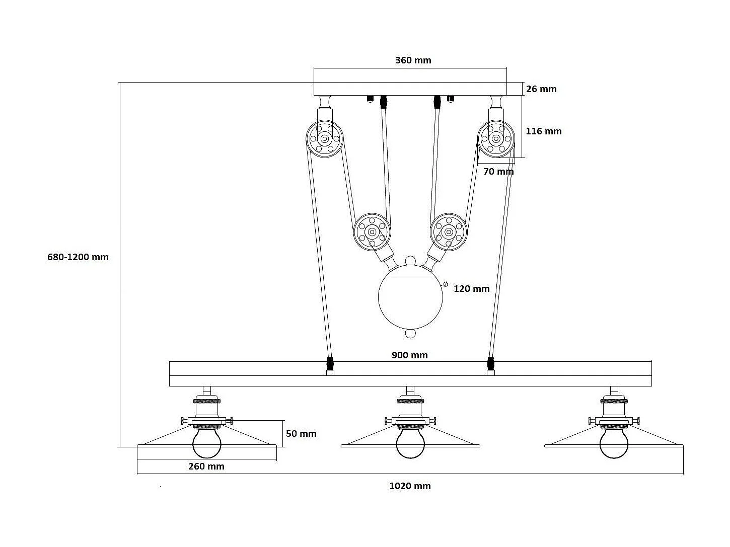 Suspension Métal Pusaka Noir