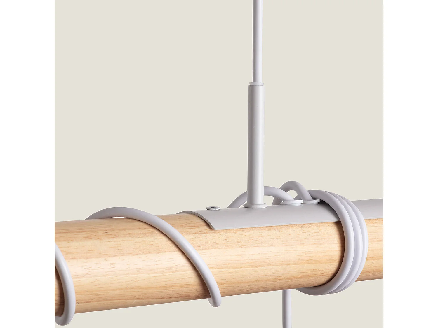 Lampada a Sospensione Legno e Metallo Monah Bianco