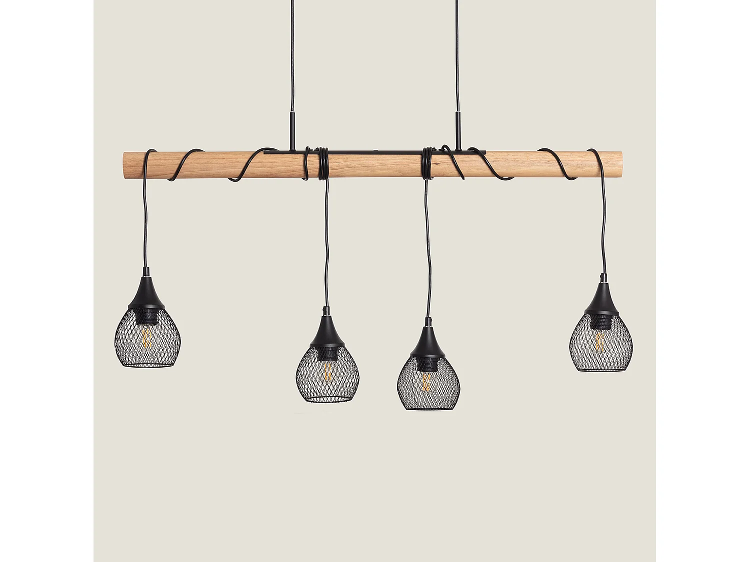 Suspension Métal et Bois Monah Blanc