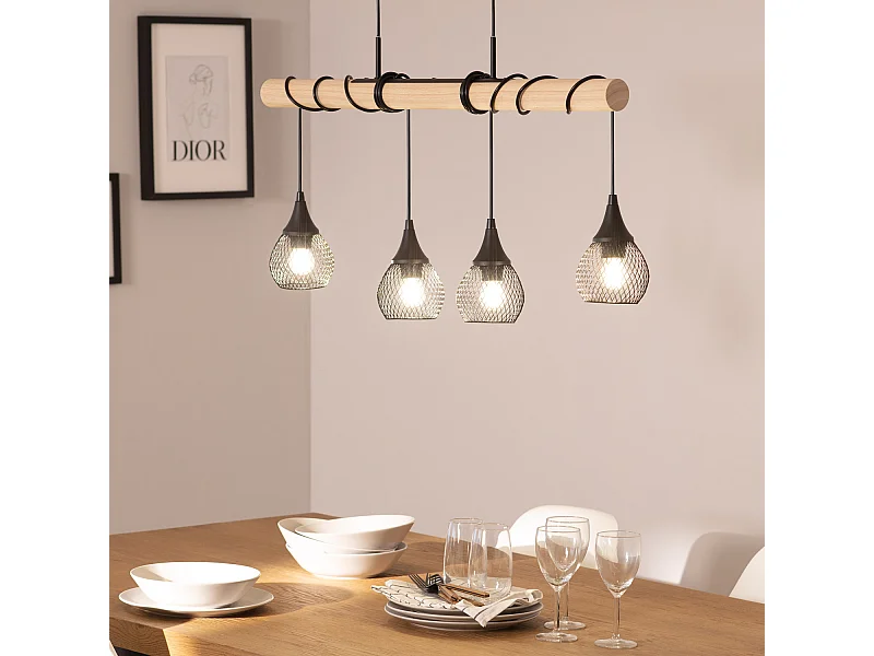 Suspension Métal et Bois Monah Blanc