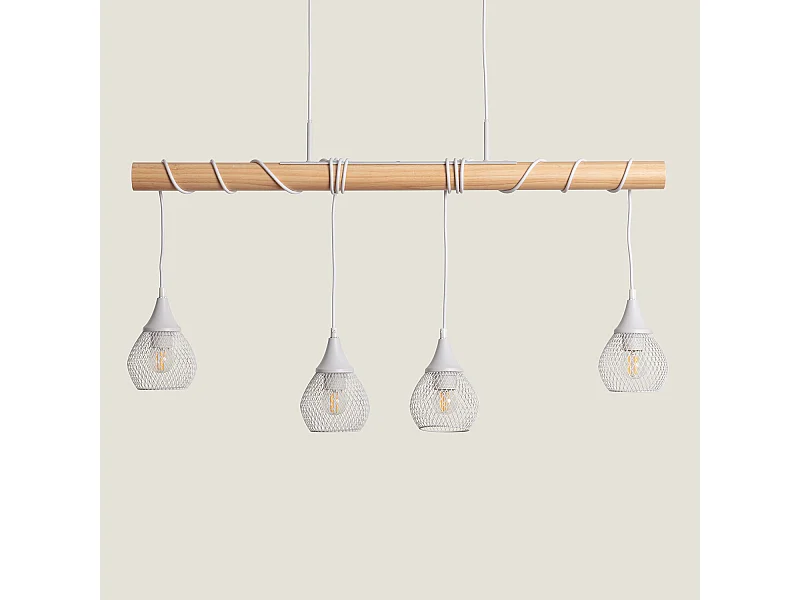 Suspension Métal et Bois Monah Blanc