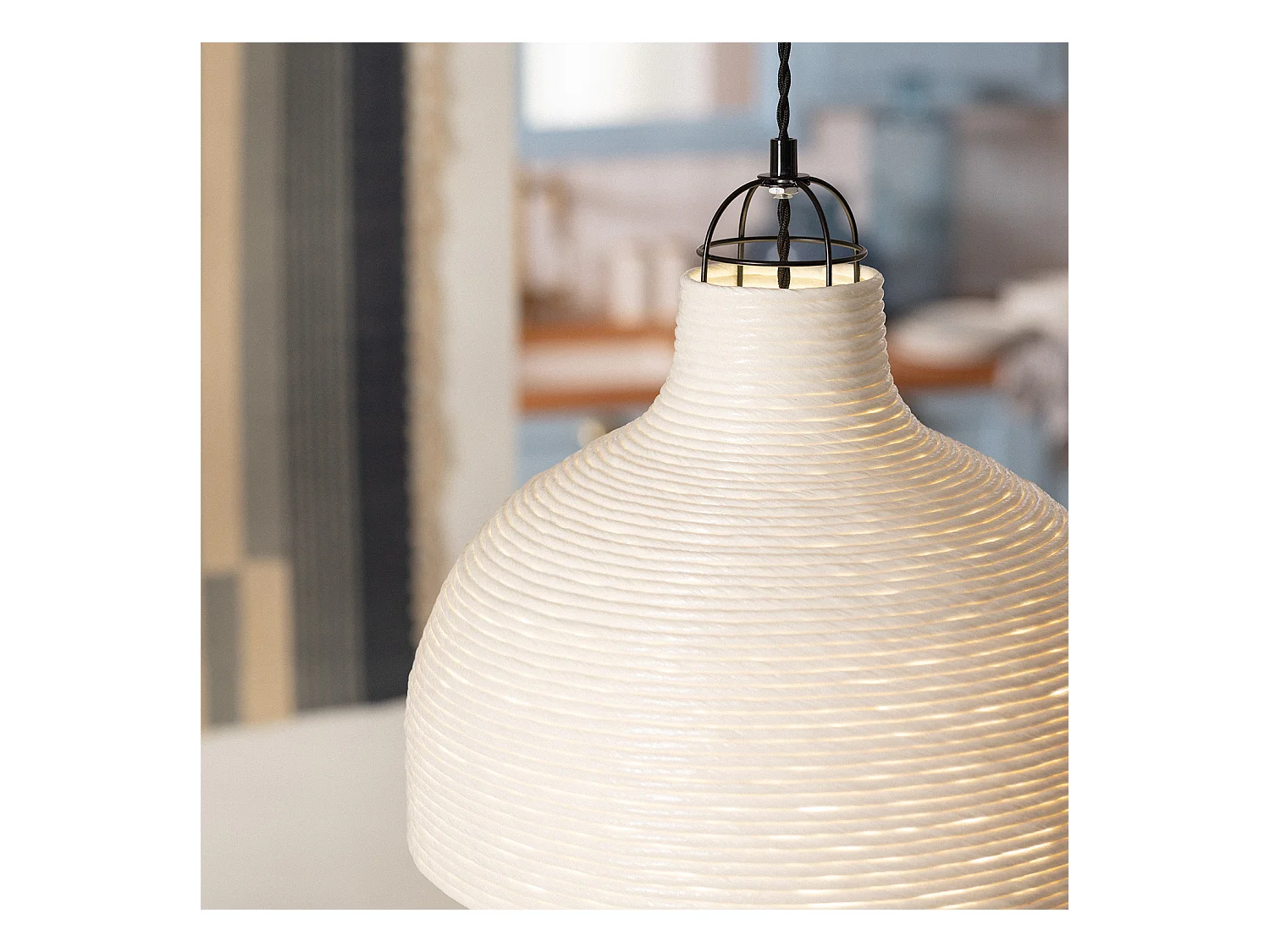 Suspension Papier Tressé Chisa Ivoire