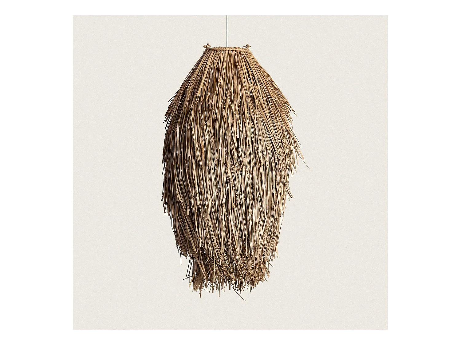 Lámpara Colgante Fibras Naturales Ramé Textil Blanco