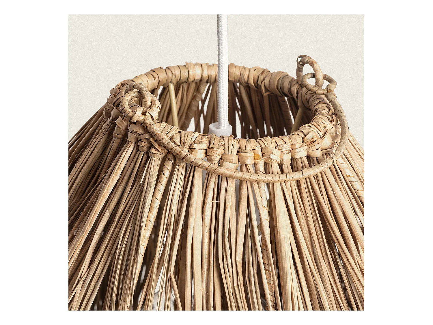 Lámpara Colgante Fibras Naturales Ramé Textil Blanco