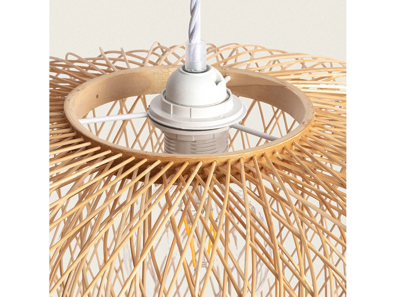 Suspension Bambou Dao Do  Blanc tressé
