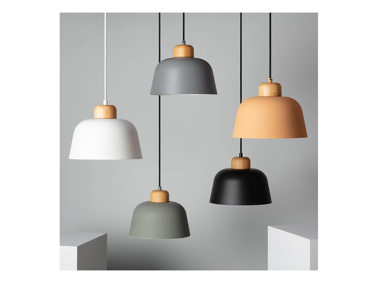 Lampada a Sospensione Metallo e Legno Wawak Verde Celadon