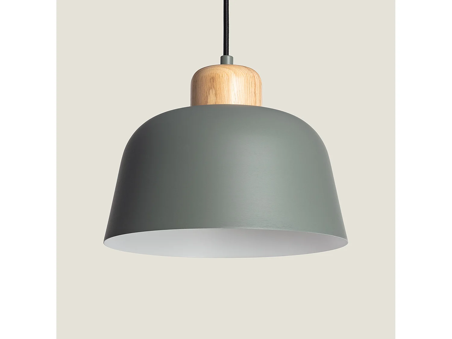 Lampada a Sospensione Metallo e Legno Wawak Verde Celadon