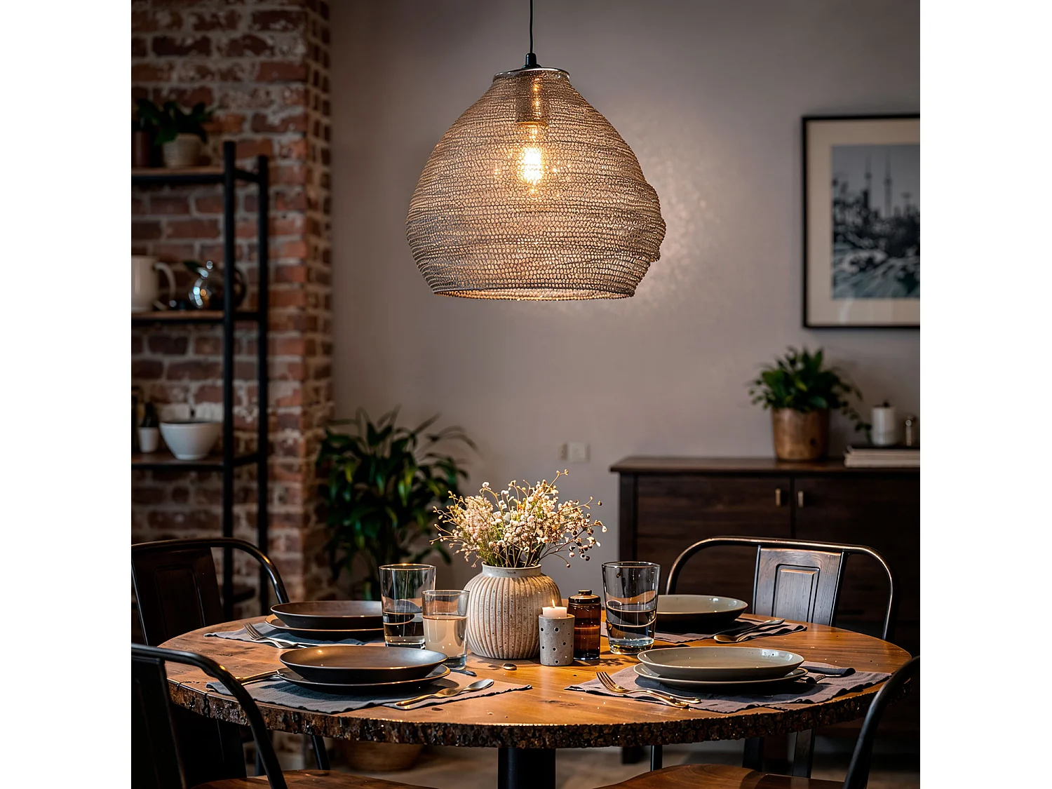 Suspension Métal Milos  Argent