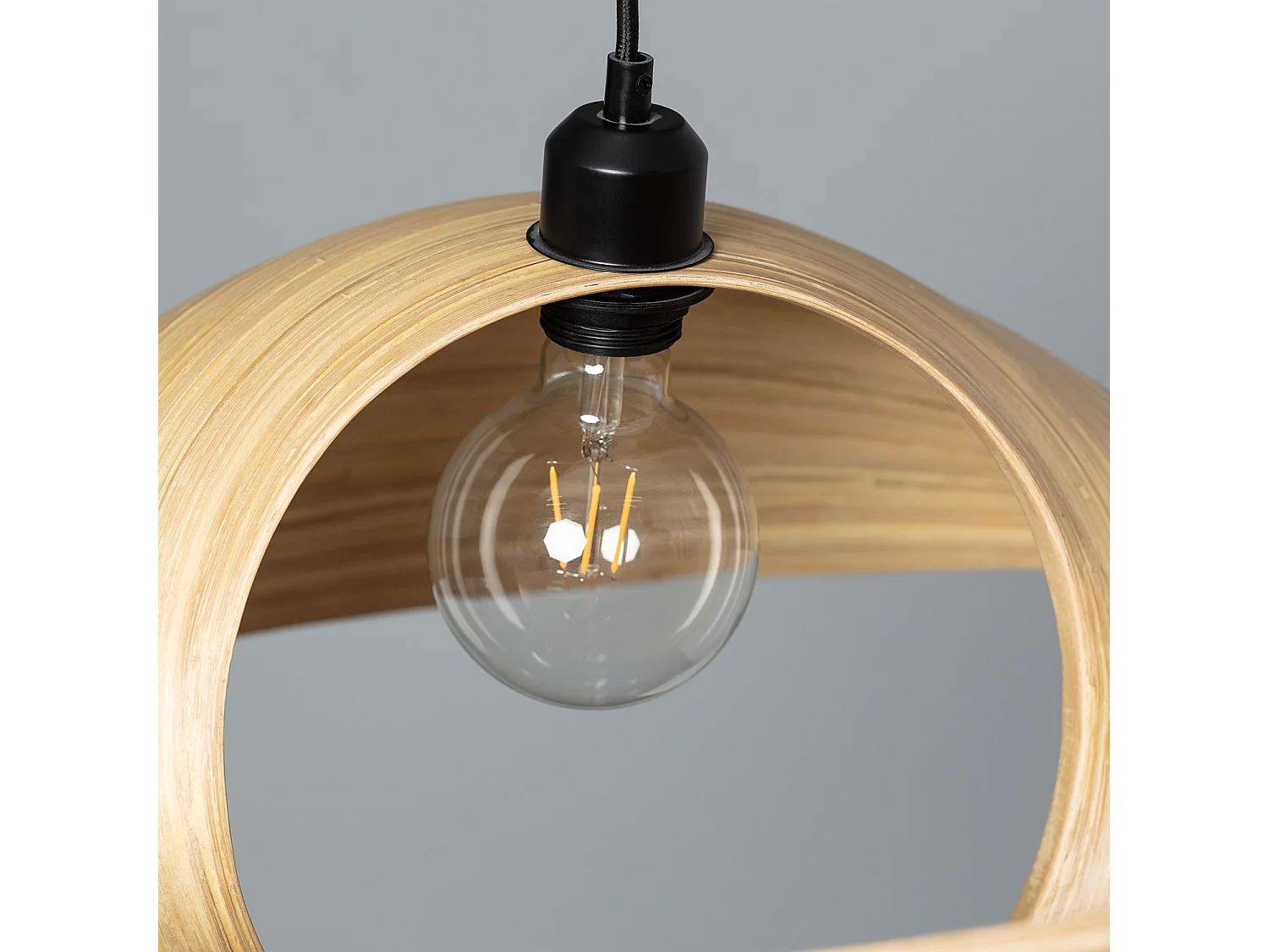 Lámpara Colgante Bambú Shuka Big Acacia Ø600 mm ILUZZIA Textil Negro