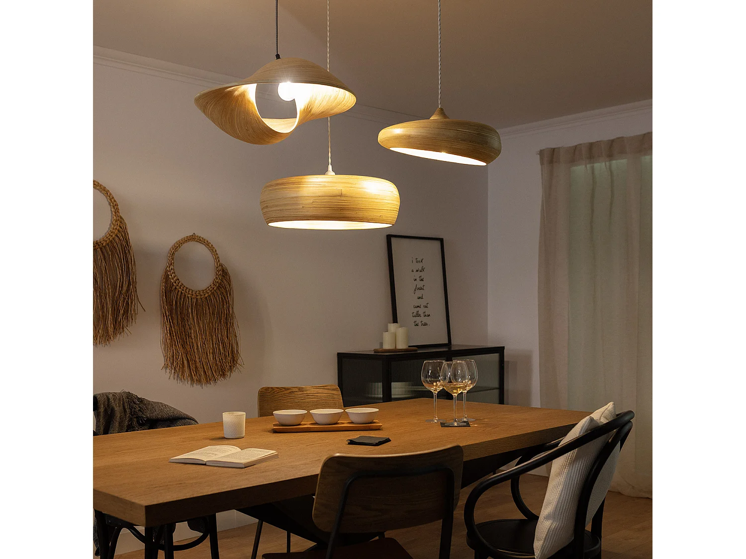 Suspension Bambou Shuka Big Acacia Ø600 mm ILUZZIA Textile noir