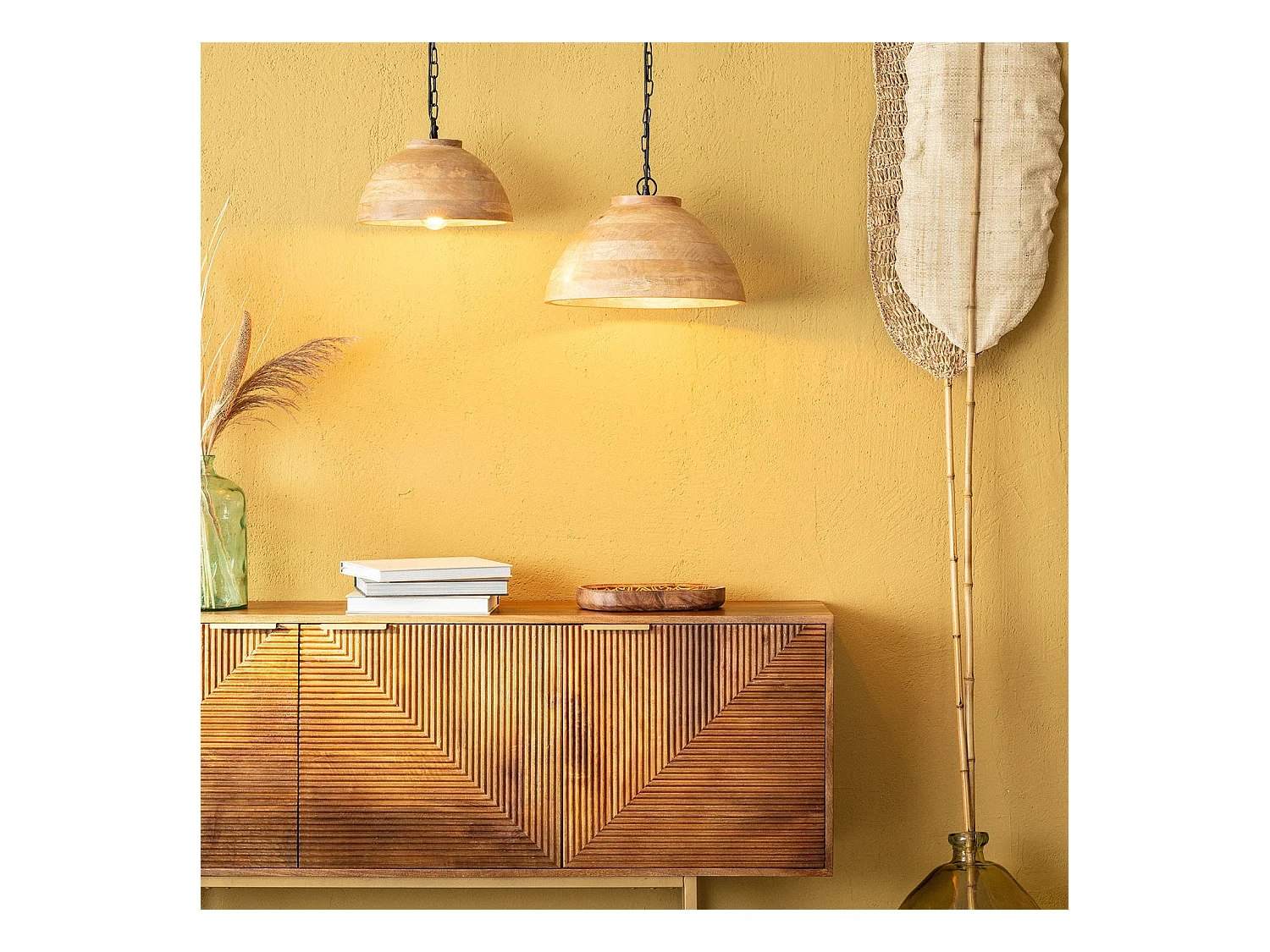 Lámpara Colgante Madera Zeil Naisha S ILUZZIA Marrón