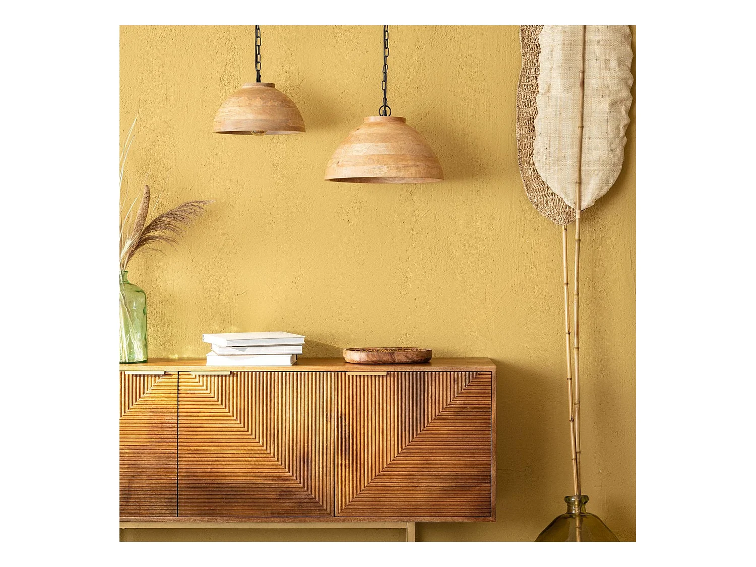 Lámpara Colgante Madera Zeil Naisha S ILUZZIA Marrón