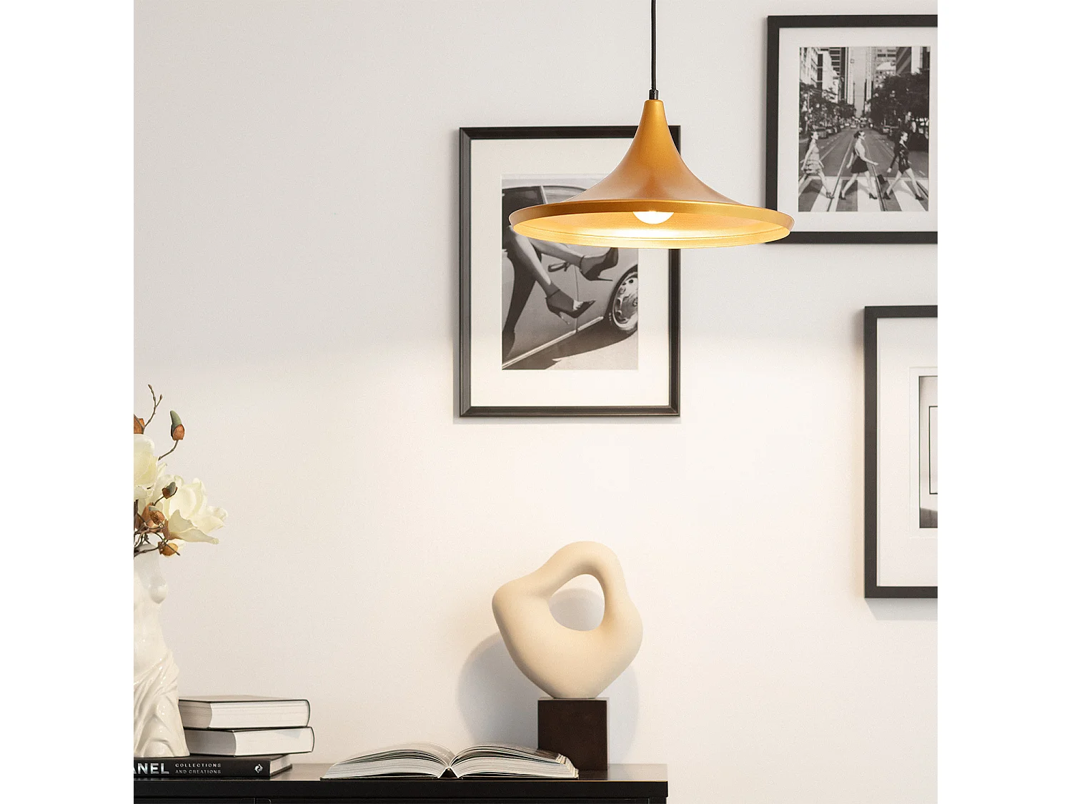 Lámpara Colgante Metal Tri Presley Dorado