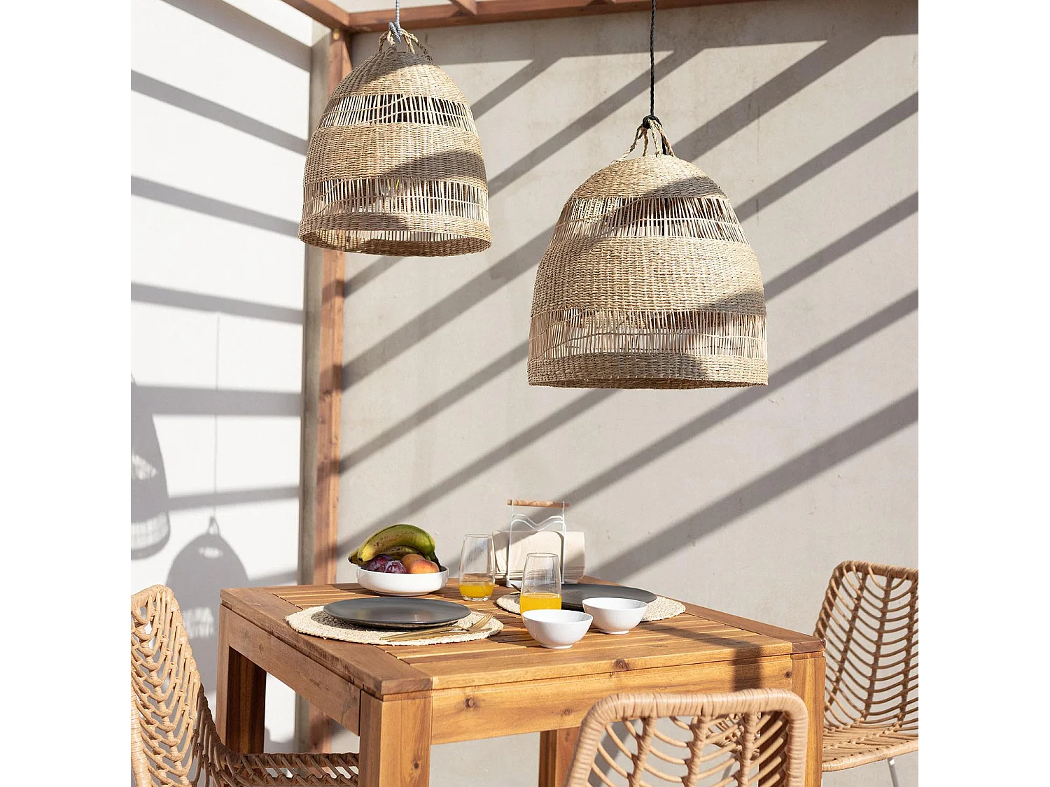 Lampada a Sospensione in Fibre Naturali Big Sami Ø450 mm ILUZZIA Nero/Bianco