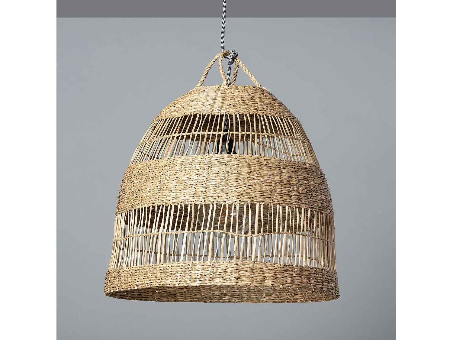 Lampada a Sospensione in Fibre Naturali Big Sami Ø450 mm ILUZZIA Nero/Bianco