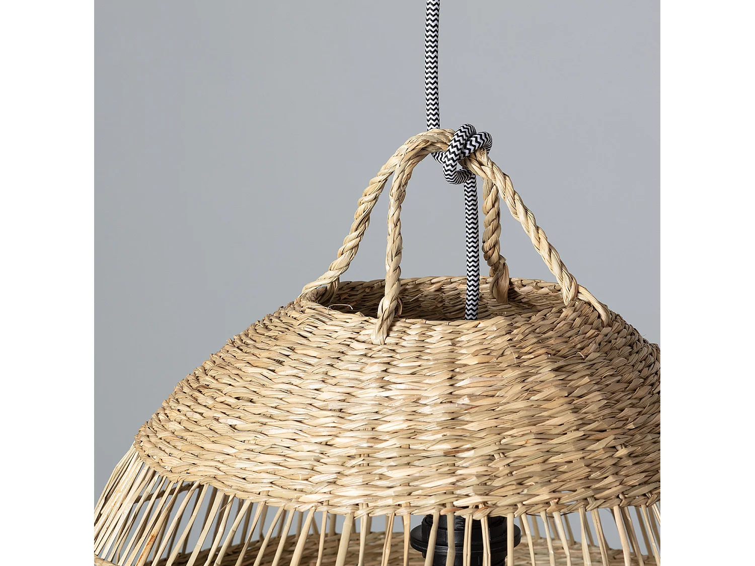 Lampada a Sospensione in Fibre Naturali Big Sami Ø450 mm ILUZZIA Nero/Bianco