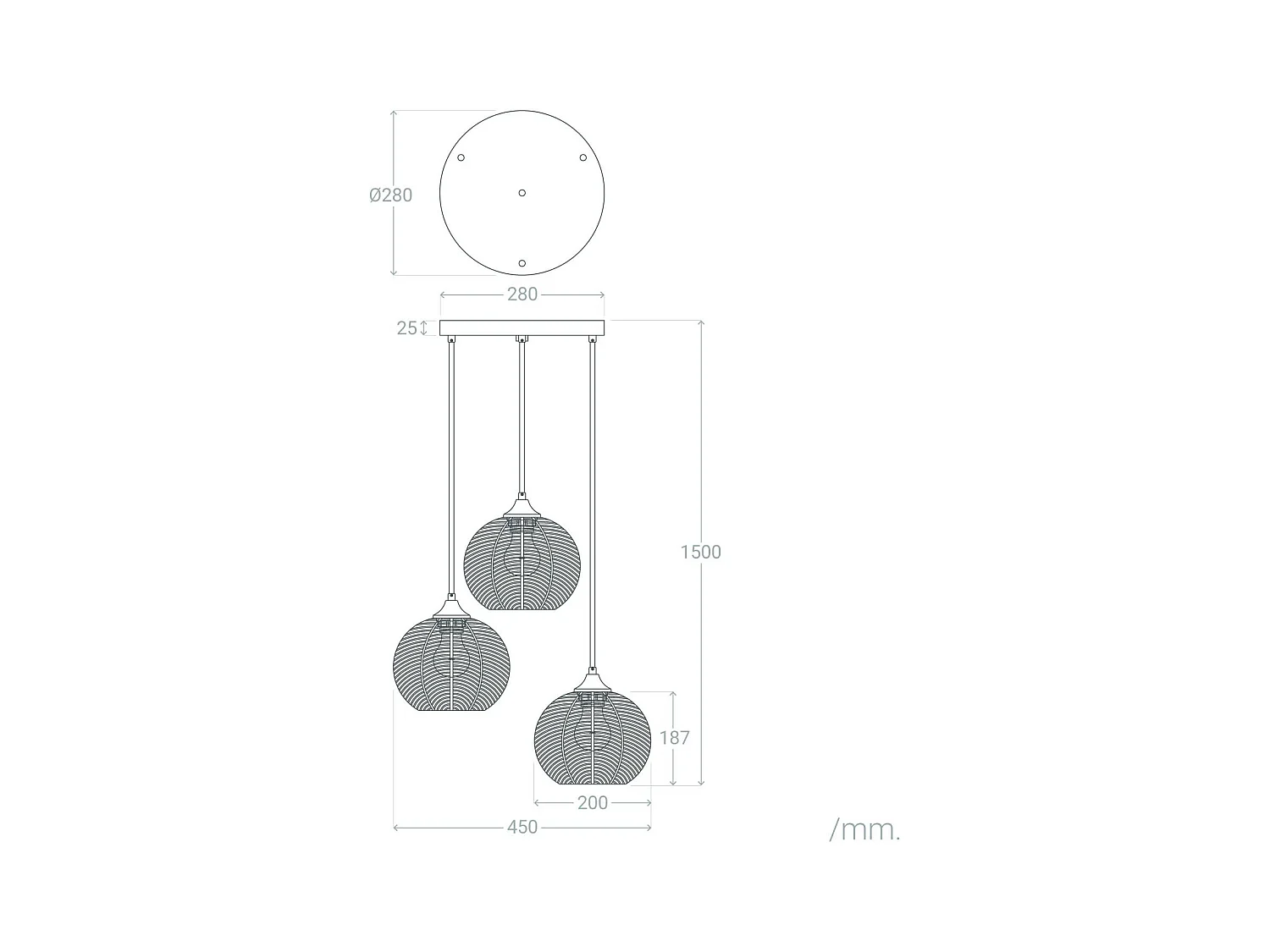 Lámpara Colgante Cristal Tri Klimt Multicolor