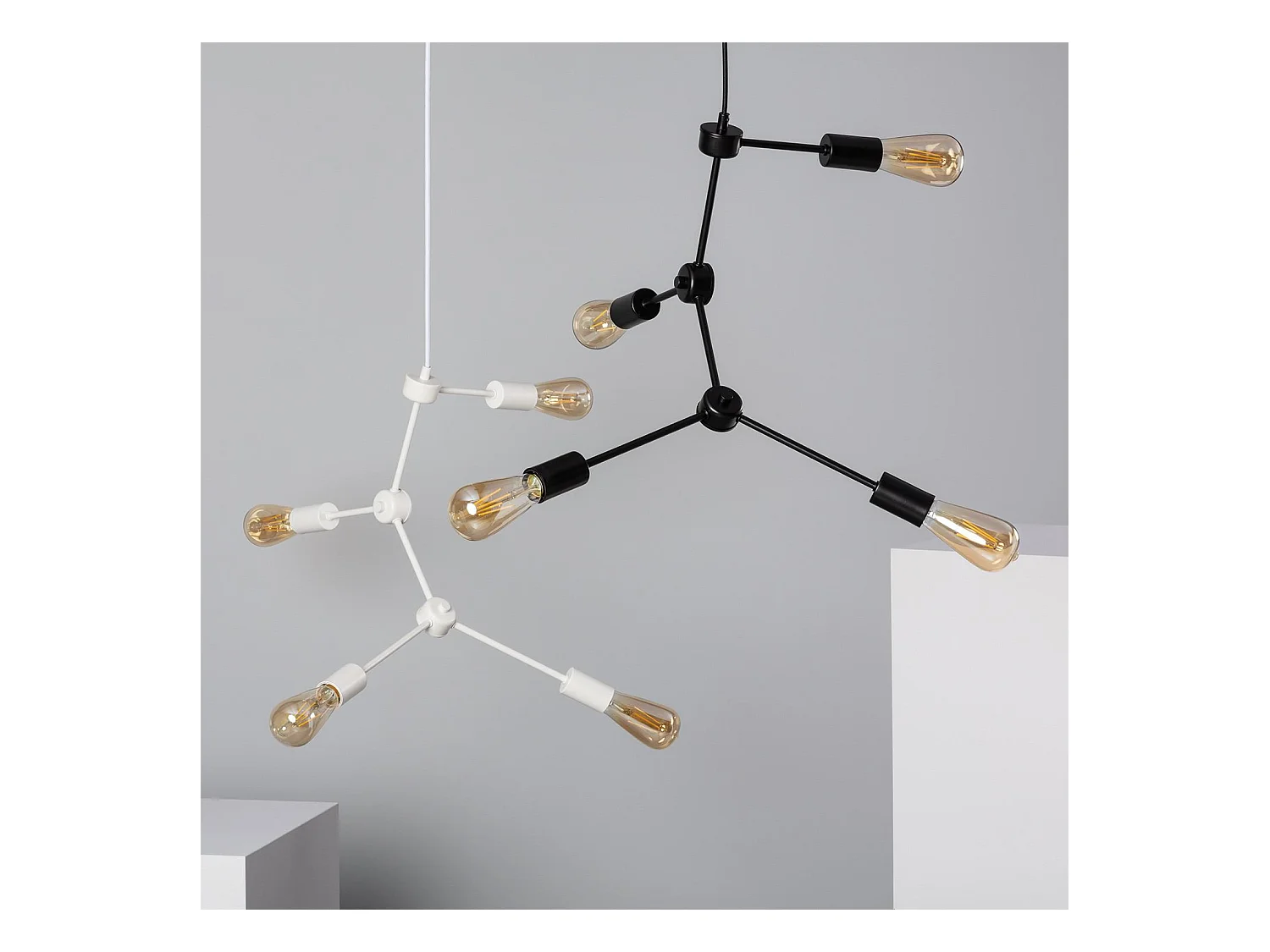 Lámpara Colgante de Metal Molecular Negro