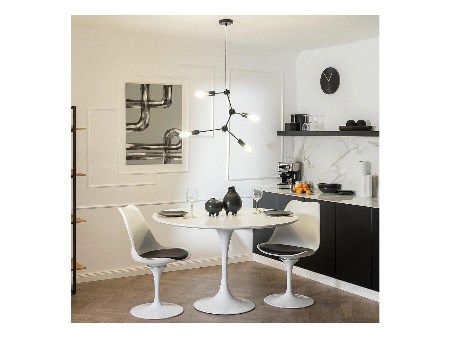 Lámpara Colgante de Metal Molecular Negro