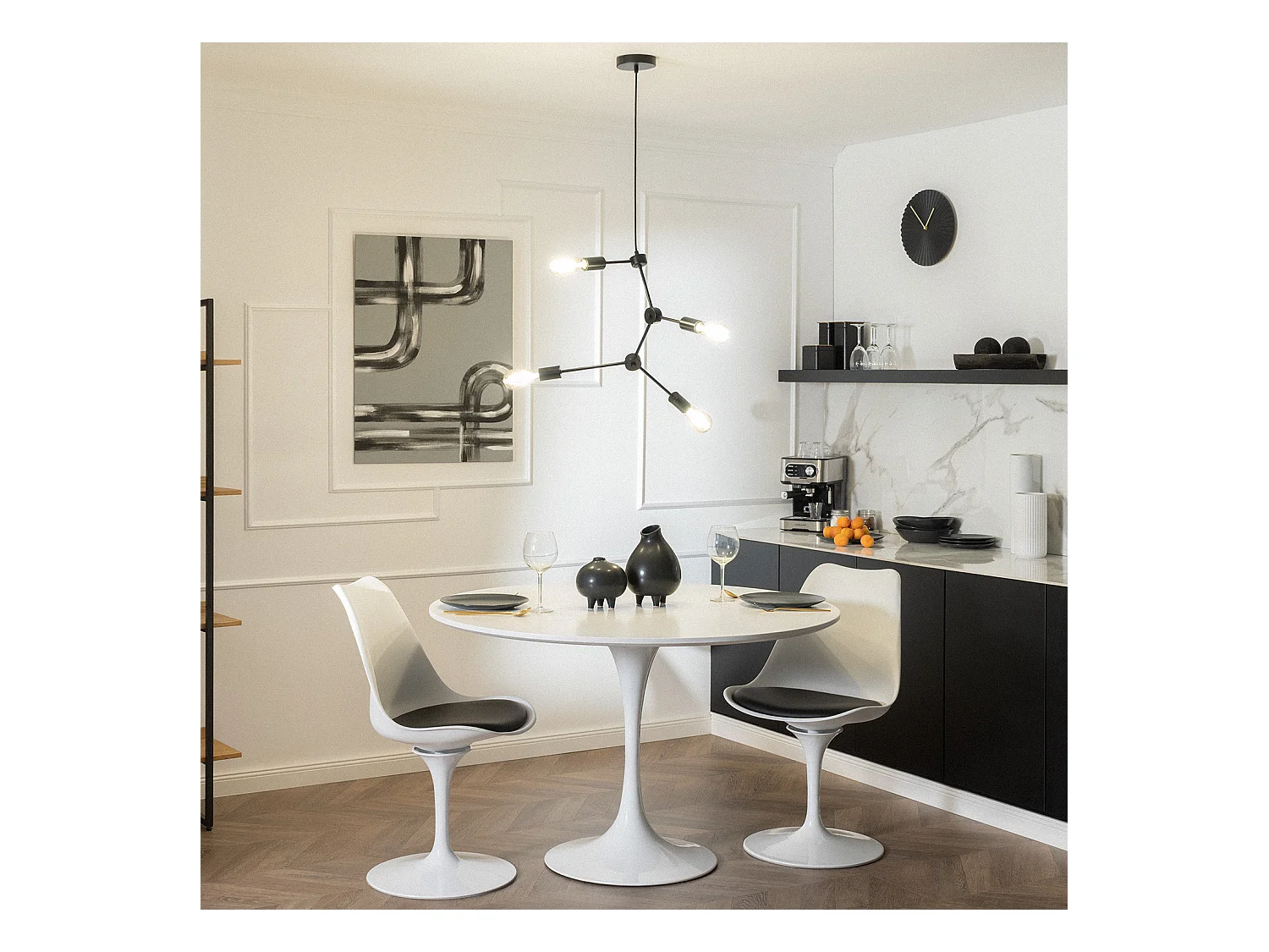 Lámpara Colgante de Metal Molecular Negro