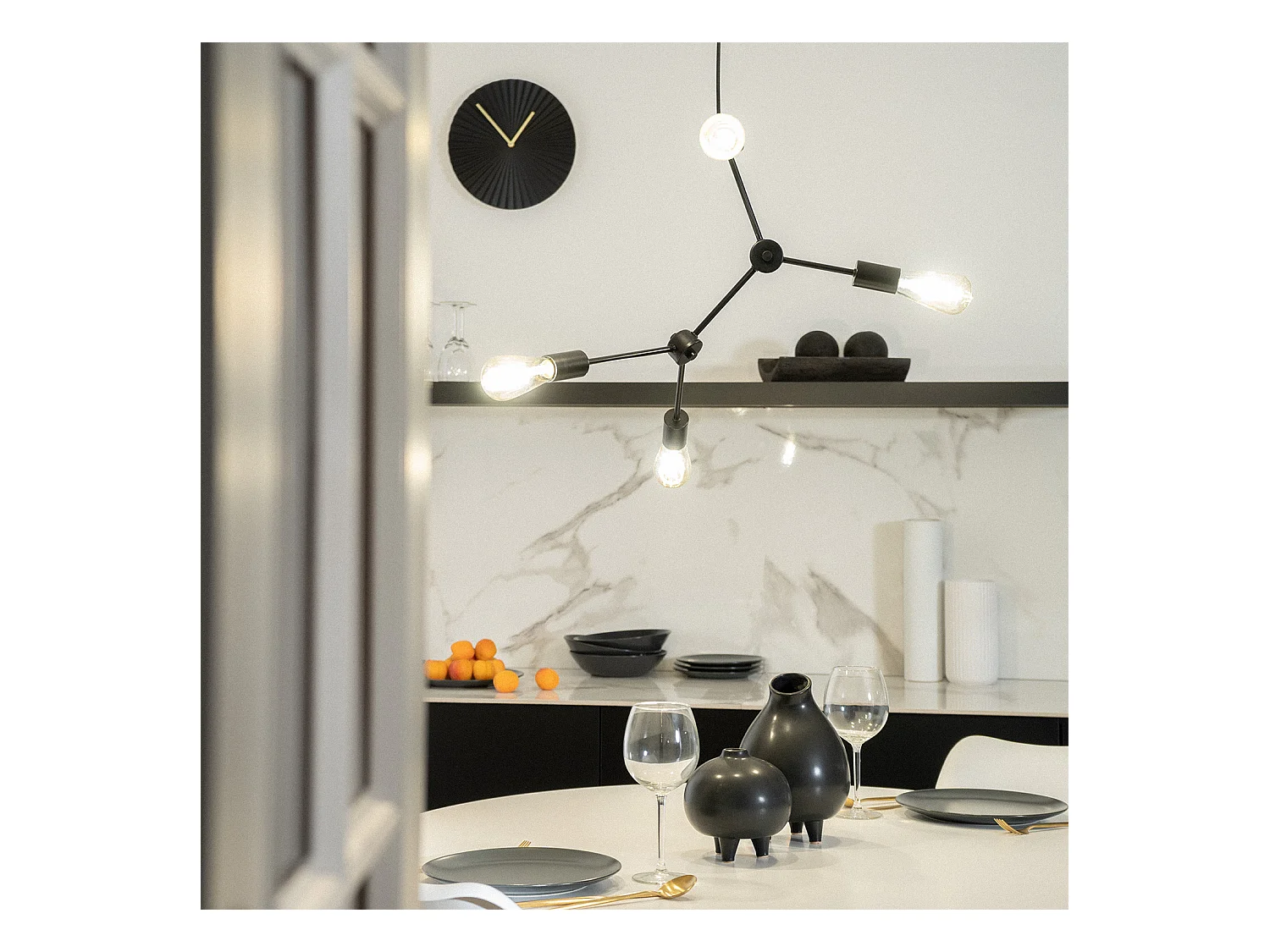 Lámpara Colgante de Metal Molecular Negro