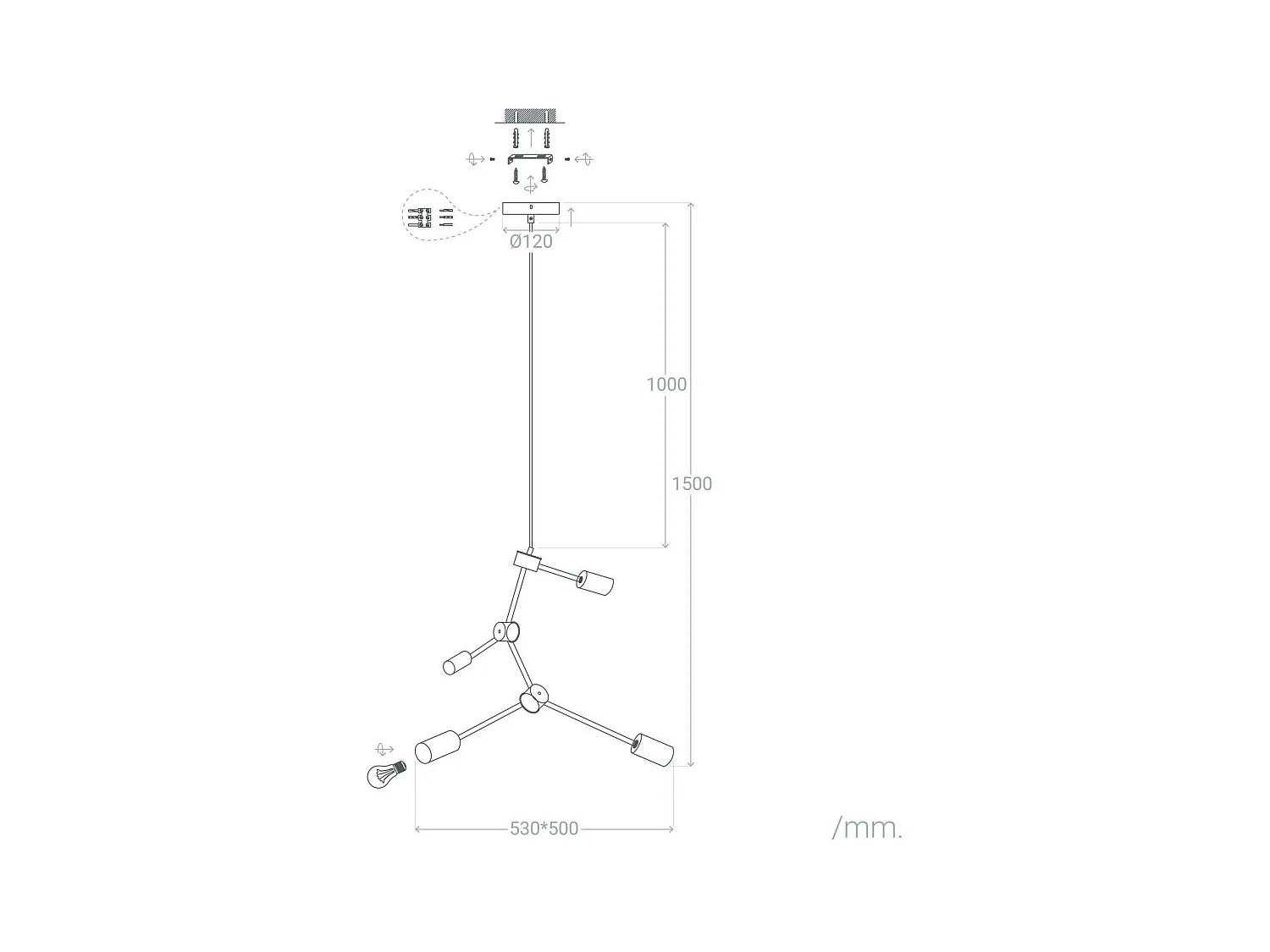 Lámpara Colgante de Metal Molecular Negro