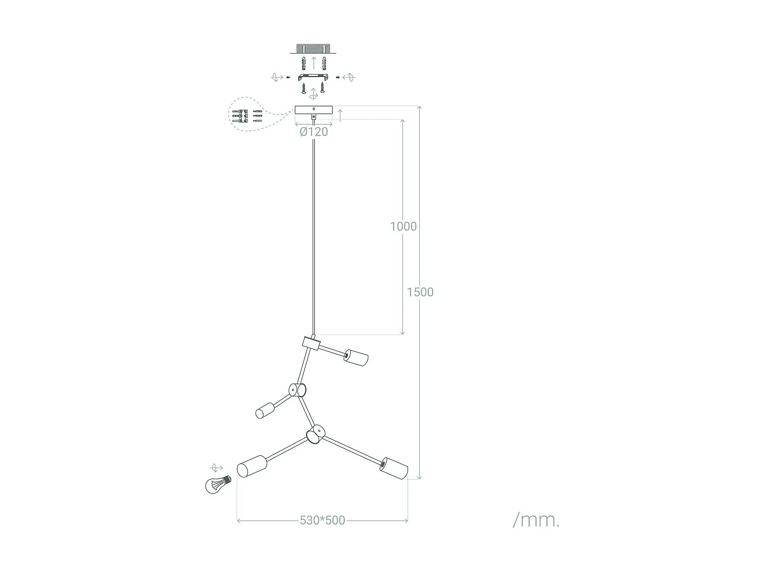 Suspension Métal Molécular Noir