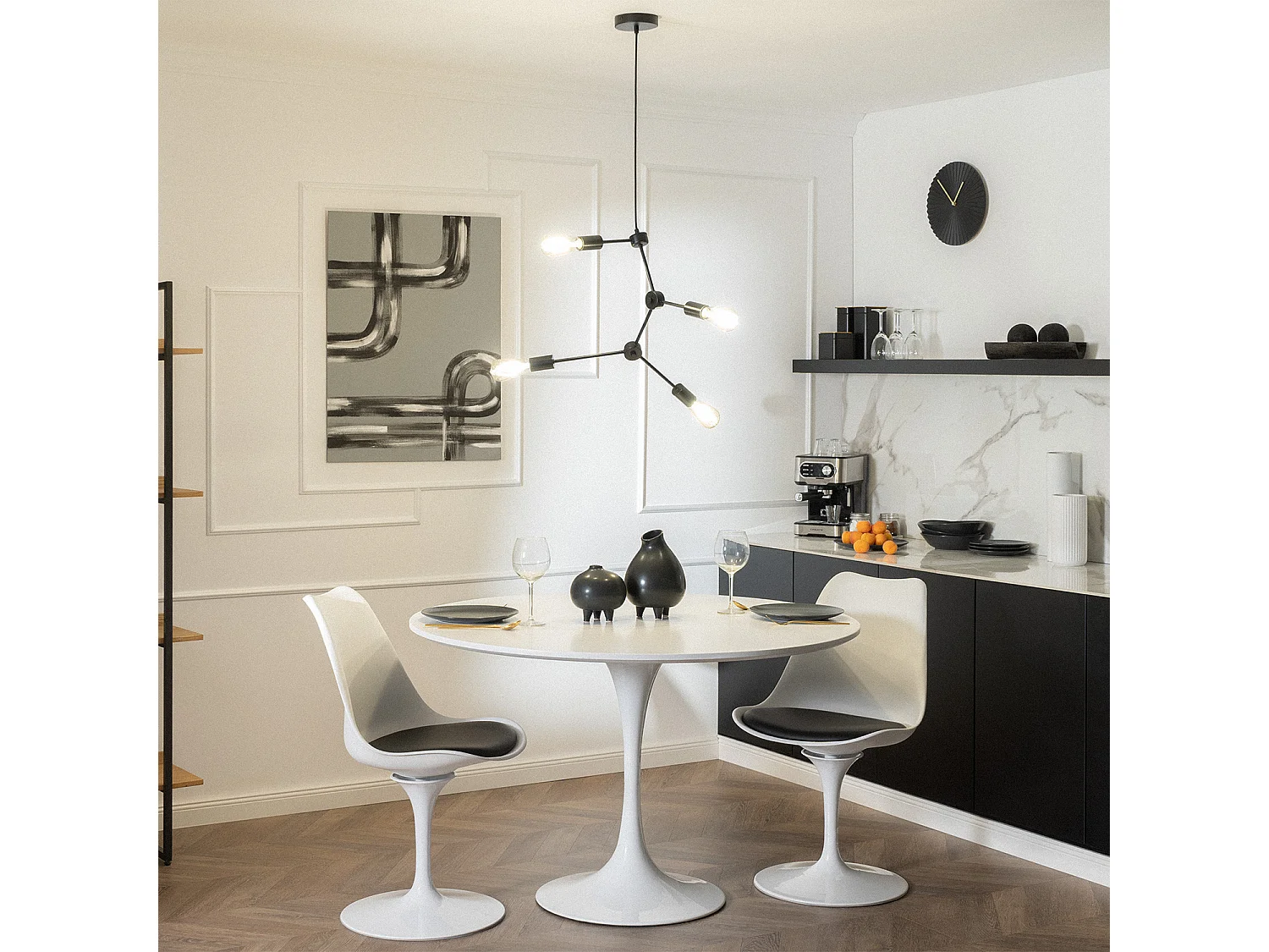 Lámpara Colgante de Metal Molecular Negro